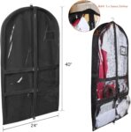 Syeeiex 3" Gusseted Clear Dance Costume Garment Bag, 40'' Dance Garment Bags for Dancers with 4 Zippered Pocket & Can Hold 1-3 Dance Costumes - Suitable for Dance Competitions, Ballet(Black, 2 Pack) - Image 6