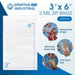 Spartan Industrial - 3” X 6” (1000 Count) 2 Mil Clear Reclosable Zip Plastic Poly Bags with Resealable Lock Seal Zipper - Image 3
