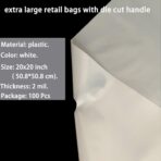 Krodtige 100 Pack 20" x 20"x 2 mil Thick Large White Merchandise Bags with Die-Cut Handles-White Glossy Plastic Shopping Bags Perfect for Shopping,Retail, Merchandise,Large Packages(No Gusset) - Image 6