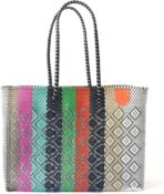 Maya Super Tote, Handwoven Recycled Plastic Tote, Mexican Woven Bag, Beach Bag, Summer Bag, Multi-Color Beach Bag, Water-Resistant Tote - Image 3