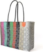Maya Super Tote, Handwoven Recycled Plastic Tote, Mexican Woven Bag, Beach Bag, Summer Bag, Multi-Color Beach Bag, Water-Resistant Tote - Image 4