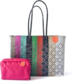 Maya Super Tote, Handwoven Recycled Plastic Tote, Mexican Woven Bag, Beach Bag, Summer Bag, Multi-Color Beach Bag, Water-Resistant Tote - Image 5