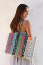 Maya Super Tote, Handwoven Recycled Plastic Tote, Mexican Woven Bag, Beach Bag, Summer Bag, Multi-Color Beach Bag, Water-Resistant Tote - Image 7