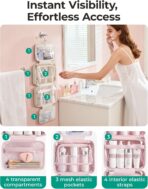 BAGSMART Travel Toiletry Bag for women, Portable Hanging Hook Makeup Bag Organizer, Waterproof Makeup Cosmetic Bag, for Full-Size Accessories, Toiletries, Camel - Image 4