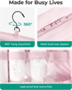 BAGSMART Travel Toiletry Bag for women, Portable Hanging Hook Makeup Bag Organizer, Waterproof Makeup Cosmetic Bag, for Full-Size Accessories, Toiletries, Camel - Image 6