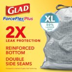 Glad Trash Bags, Force Flex Kitchen Pro Drawstring Garbage Bags, Fresh Clean, 80 Count - Image 4