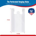 Fuxury (500 Pack) Plain White Plastic Bags with Handles for Small Business in Bulk, T Shirt Shopping Bag for Restaurant, Grocery, Kitchen Trash, Retail Merchandise and Store Bags (11.5x 6.5 x 21”) - Image 3