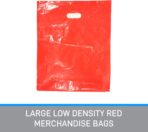 SSWBasics Large Low Density Red Merchandise Bags - Case of 500 - 15" x 18" x 4" - Durable Plastic Bags with Die Cut Handles - Plastic Shopping Bags - Retail Merchandise Bags for Thrift, Boutique, - Image 3