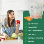 Compostable Food Storage Bags, Resealable Sandwich Bags, 50 Count, 6.7 x 6.8 inches, Extra Thick, Certified US BPI ASTM D6400 Europe OK Compost - Image 5