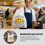 Thank You Plastic Bags with Handles 11.5 x 6.5 x 21″, 0.55 Mil HDPE T-Shirt Grocery Bags, Smiley Thumbs Up Design, Semi-Transparent White, 25 Count, Plastic Shopping Bags for Small Business - Image 7