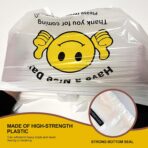 Thank You Plastic Bags with Handles 11.5 x 6.5 x 21″, 0.55 Mil HDPE T-Shirt Grocery Bags, Smiley Thumbs Up Design, Semi-Transparent White, 25 Count, Plastic Shopping Bags for Small Business - Image 10