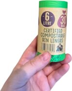 Eco Green Living 6 Litre Compostable Bin Liners, Plastic Free & Recyclable Caddy Bags for Food Waste, Leak Resistant Small Bin Liners, 36 x 66 cm - Six Pack (180 Bags) - Image 3