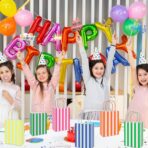 Whaline 24 Pcs Colorful Paper Gift Bag Treat Bags with Handles Stripe Scalloped Candy Goodie Bags for Party Favors Supplies - Image 8