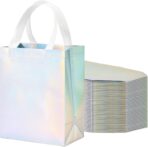METAPRINT 15 Pcs Iridescent Glossy Gift Bags Medium Size, 8x4x10 Inch Holographic Reusable Gift Bags with Handles & Sturdy Base, Ideal for Birthday, Wedding - Image 8