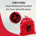 SurgiMac 10-15 Gallon Red Infectious Waste Bag - Heavy Duty 24x32 Inch - Biohazard Disposal Bag for Medical, Laboratory, and Industrial Use | Case of 500 - Image 6