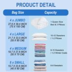 Vacuum Storage Bags with Hand Pump, Plastic Packaging Bags, 80% Space Saver Vacuum Seal Bags for Clothing, Travel Lugggage, Blankets, Comforters, 20 Combo - Image 6