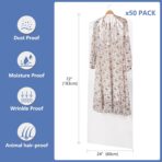 50 Pack 72inch Extra Long Plastic Garment Bag Dust Proof Clear Plastic Clothes Covers for Hanging Clothes Dry Cleaning Bags for Long Dresses, Skirt, Coat(24x72inch) - Image 3