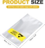 MECCANIXITY 200 Pcs Anti Static Bags 3.1" x 5.9" Open Top with Hole ESD Shielding Bag with Labels for Hard Drive HDD SSD Electronic Device Motherboards, Silver - Image 3