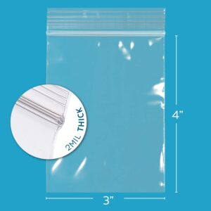 Clear Plastic Reclosable Zip Bags - Bulk GPI Pack of 200 3" X 4" 2 Mil Thick Strong & Durable Poly Baggies with Resealable Zip Top Lock for Travel, Storage, Packaging & Shipping. - Image 3