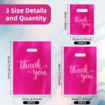 200Pack Thank You Shopping Bags for Business Small Craft Shows, Merchandise Bag Iclude 13.8x9.8 In, 11.8x7.9 In, 7.9x5.9 In Plastic Bulk Store Bags with Handle, Retail bags, Plastic Boutique Bag for Small Business (Hot Pink) - Image 3