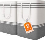2 Pack Large Laundry Baskets, Laundry Hampers, Freestanding Waterproof Collapsible Clothes Bag with Extended & Reinforced Handles - Clothes Basket for Dorm, Bathroom, Home (Light Grey/75L) - Image 2