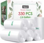 2.6 Gallon 330 Counts Strong Trash Bags Garbage Bags by Teivio, Bathroom Trash Can Bin Liners, Small Plastic Bags for home office kitchen (Clear) - Image 2