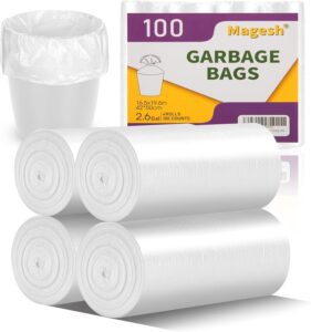 2.6 Gallon Small Trash Bags, Magesh 2.6 Gallon Trash Bag Strong, Leakage-Free, Small Garbage Bags Unscented Thick for Bathroom, Office, Kitchen Mini Trash Can, 100 Bags, Clear - Image 2