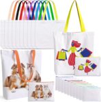 20 Pack Sublimation Blanks Canvas Tote Bags, Reusable Grocery Bags Heat Transfer Widen Tote Bags Cosmetic Makeup Bags Shopping Bag W/Customized Color for DIY, Advertising, Christmas Craft Gifts - Image 2