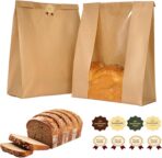 25 pcs Paper Bread Bags, Sourdough Bread Bags for Homemade Bread, Large Bakery Bags with Window for Packaging Baked Goods, Loaves, Label Seal sticker included - Image 2