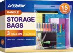 3 Gallon Extra Large Zipper Bag, 16” x 18”, Clear Plastic Storage Bag with Handle for Clothes, Moving, Travel, 2mil Thick, 15pcs - Image 2