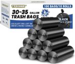 30-35 Gallon Trash Bags Heavy Duty 1.5 Mil - 35" x 37" 100 Count Large Black Garbage Bags 30+ Gallon Strong Plastic Trash Can Liners for Home Kitchen Commercial Lawn and Leaf - Image 2