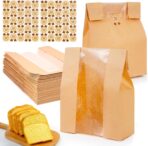 30 Pcs Paper Bread Bags for Homemade, Sourdough Bread Bags and Paper Bakery Bag with Window for Baked Food Packaging Storage, Pack Breakfast and Lunch, Large Kraft 13.7x8.2x3.5inch Brown - Image 2