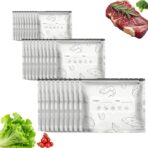 30Pcs Reusable Aluminum Foil Sealable Storage Bags, Thicken Stand Up Foil Sealable Bags with Label and Zip Lock, Aluminum Foil Bags for Food, Vegetable Fruit Meat (10*S+10*M+10*L)(Zipper) - Image 2