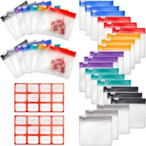35+2 Pcs Pill Pouch Bags Zippered Pill Pouch Set with 2 Sheets Label, 7 Colors Pill Pouches for Medicine Travel Reusable Small Plastic Pill Bags for Travel/Home Daily use - Image 2