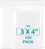 3''X 4'' (Pack of 100) 2 Mil Thick Clear Reclosable Small Zip Plastic Poly Bags With Resealable Lock Seal Zipper for Photo, Jewelry, Bakery, Treats, Travel, Storage, Packaging & Shipping - Image 2