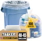 45 Gallon Trash Bags Heavy Duty, (Huge 100 Bags w/Ties) Clear Recycling Extra Large Trash Bag Liners. 40 Gallon, 42 Gallon, 44 Gallon, 45 Gallon, 31 Gallon, 32 Gallon, 39 Gallon Clear Trash Can Liners - Image 2