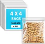 4x4 Zip Plastic Bags, 4 Mil Heavy Duty Zipper Reclosable Clear Plastic Poly Bags, 4" x 4" (Pack of 100) - Image 2