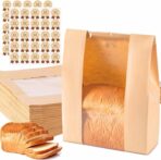 50Pcs Sourdough Paper Bread Bags for Homemade Bread with Window, Includes 50PCS Label Seal Stickers for Food Storage(50% Thicker 13.7x8.3x3.5 in - Large) - Image 2