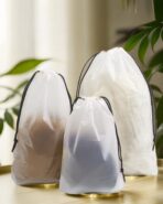 5PCS Set of Thick Frosted Transparent Drawstring Pouch Bags. Drawstring Storage Bags, A Must-Have for Travel Organization DJA1196-01 - Image 2