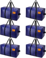 6 Pack Moving Bags Heavy Duty, Extra Large Storage Totes Bag with Zippers and Sturdy Handles, Packing Bags for Moving, Storage, Travel, Space Saving, Moving Boxes College Essentials Blue - Image 2
