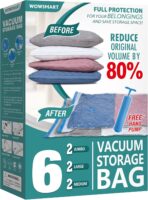 6 Pack Vacuum Storage Bags with Hand Pump, 80% Space Saver Vacuum Seal Storage Bags for Clothing, Travel Lugggage, Blankets, Comforters - Image 2