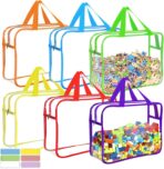 6 Packs Large Toy Storage Bags with Labels, Reusable Clear PVC Board Game Storage, Travel Waterproof Organizer Bags with Zipper for Building Blocks, Puzzle, Kids Books（6 Colors） - Image 2