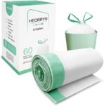 8 Gallon Drawstring Trash Bags-0.79 Mil Ultra Strong Medium Trash Can Liners for Kitchen/Office, Unscented White Garbage Bags, 60 Count - Image 2