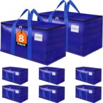 8 Pack Moving Storage Bags Heavy-Duty with Zippers and Reinforced Handles, Moving Supplies Packing Boxes for Moving, Storing, Saving Space, Blue Plastic Storage Totes 93 L(24 Gallon) - Image 2