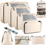 8-Piece Packing Cubes for Travel, Mesh Luggage Organizers with Shoe Bag, Toiletry Bag, Laundry Pouches, 4 Sizes (XL/L/M/S) for Suitcase Organization, Men Women Kids, Beige - Image 2