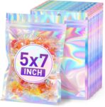 ANZNKU Holographic Bags 5x7 Mylar Bags Resealable 50PCS, Packaging Bag Smell Proof Pouches Baggies for Goodie Snack Easter Candy Jewelry Freshie Party Favor, Small Plastic Gift Bag for Small Business - Image 2