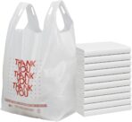 ASSUREPAK EXTRA SMALL White 'Thank You' HDPE T-Shirt Bags - 1/12 BBL Size 7"x3.5"x13" – 13 Microns – 100 Units – Thank You Shopping Bags for Retail, Takeout, Restaurant Supplies - Image 2