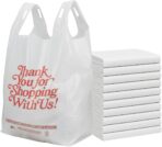 ASSUREPAK Easy Open - White 'Thank You' HDPE T-Shirt Bags - 1/5 BBL 13"X8"X23" - 17 Microns – 100 Units – Thank You Shopping Bags for Retail, Takeout, Restaurant Supplies - Image 2