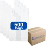 ASSUREPAK Easy Open - White Unprinted HDPE T-Shirt Bags 13"x10"x23" with handles – 500 Bags – 14 Microns - 1/5 BBL – Perfect for Supermarkets, Grocery Shopping and Store Purchases - Image 2