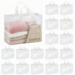 Amylove 100 Pcs Shopping Bags Bulk Large Plastic Gift Bags with Handles Rose Clear Retail Bag Frosted Tote Bag for Small Business Boutique Wedding Holiday Gift Packaging 16"x 12"x 6" - Image 2